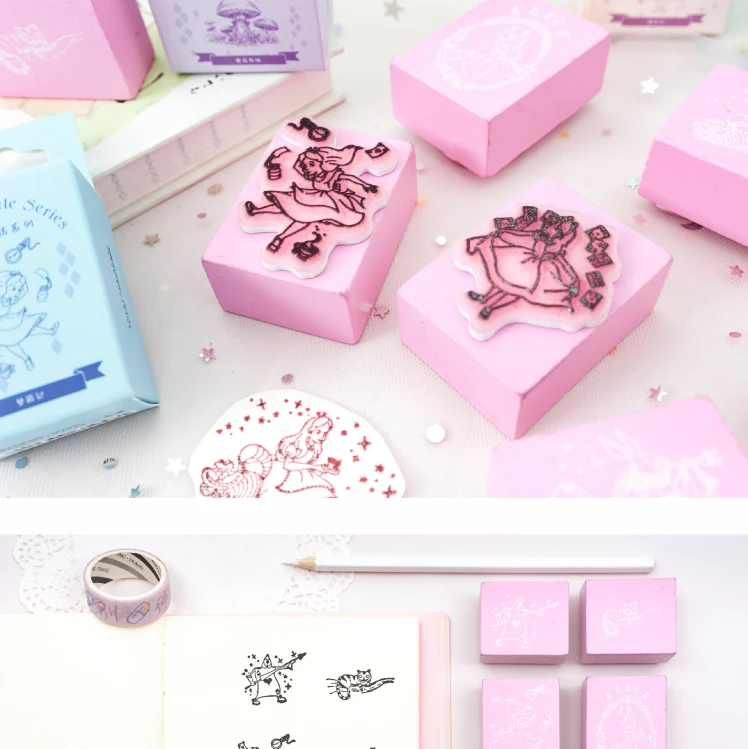 Alice Fairy Tales серия Деревянный штамп DIY Ремесло Деревянные и резиновые штампы для скрапбукинга канцелярские товары Скрапбукинг мини штамп