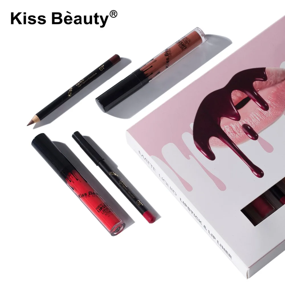 Kiss beauty maquiagem Матовая жидкая помада карандаш стойкий водонепроницаемый блеск для