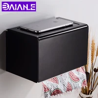toilet paper holder box with shelf creative aluminum black paper towel holder decorative bathroom roll paper holder wall mounted