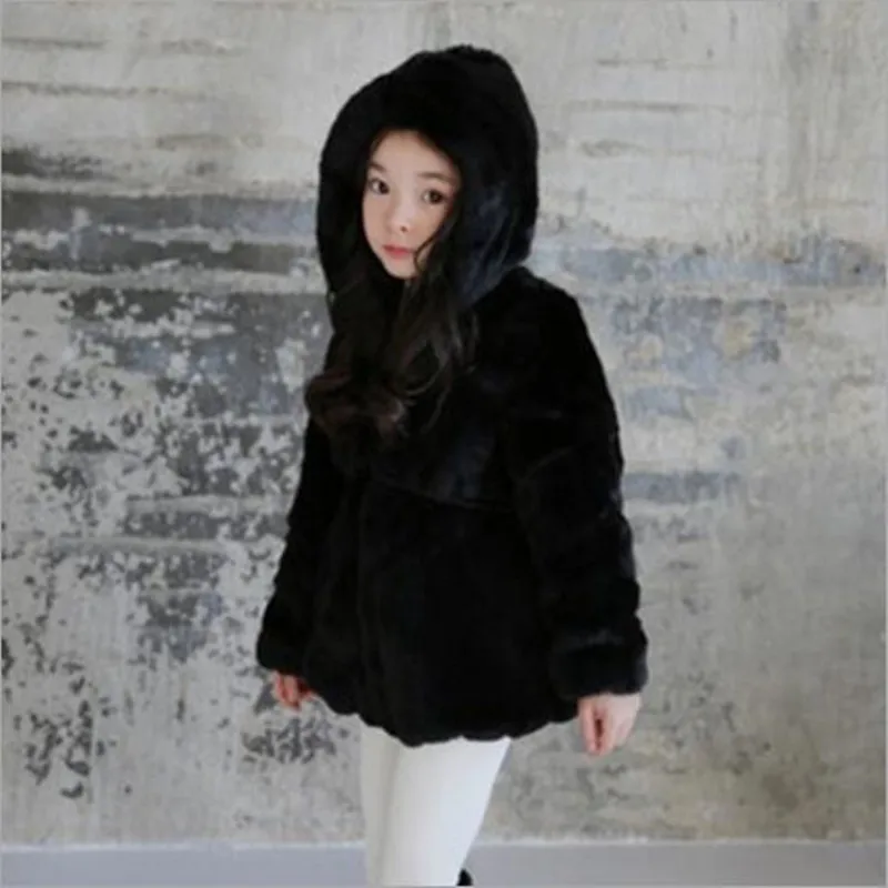 Furry 2018 Autumn Winter Girls Boys Baby Girl Faux Fur Jackets Coats Thicker Warm Parka Kids Cotton Hooded Infant Clothes N228 | Детская