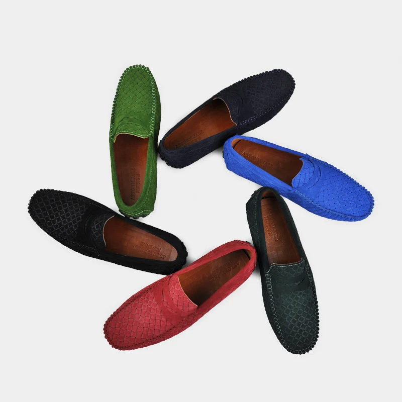 Мужские замшевые мокасины 5 цветов лоферы для вождения без застежки из воловьей
