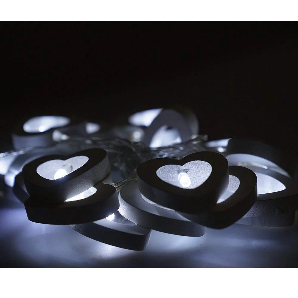 Светодио дный 1 2 м 10 LED s креативные деревянные сердесветодио чки светодиодные