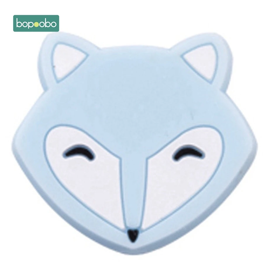 Blue Fox Bopoobo 3 шт. силиконовые мини-лисички Силиконовые Прорезыватели для зубов пищевой класс силиконовые бусины, прорезыватель BPA бесплатно DIY кулон при прорезывании зубов - Цвет: Blue Fox