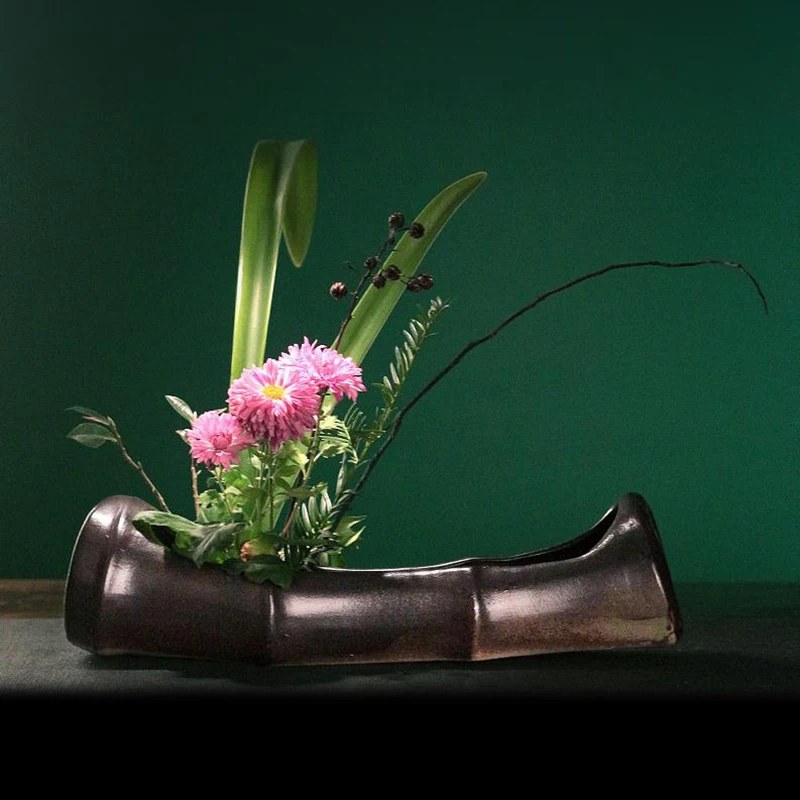 Креативный цветочный горшок керамическая бамбуковая ваза/Офисная искусственная