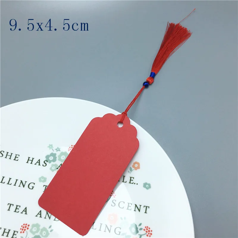 9.5x4.5cm red 12 шт крафт-бирка с классическими красными кисточками мульти-стиль пустой коричневый Картон Подарочная бирка GarPrice карта - Цвет: 9.5x4.5cm red