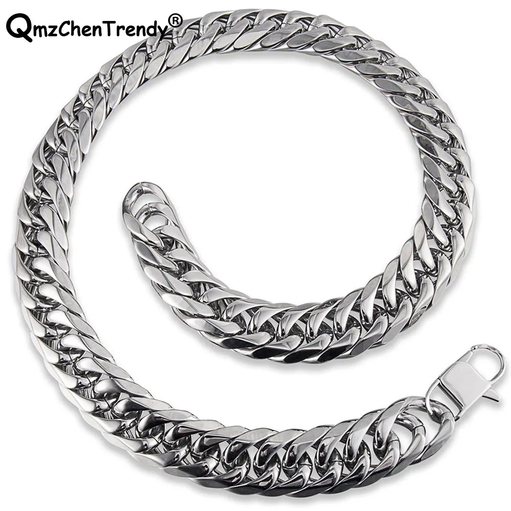 Fashion Huge Cuban Chains Men Hip Hop Necklace Jewelry Wholesale Thick Stainless Steel Heavy hiphop 15mm 61cm | Украшения и