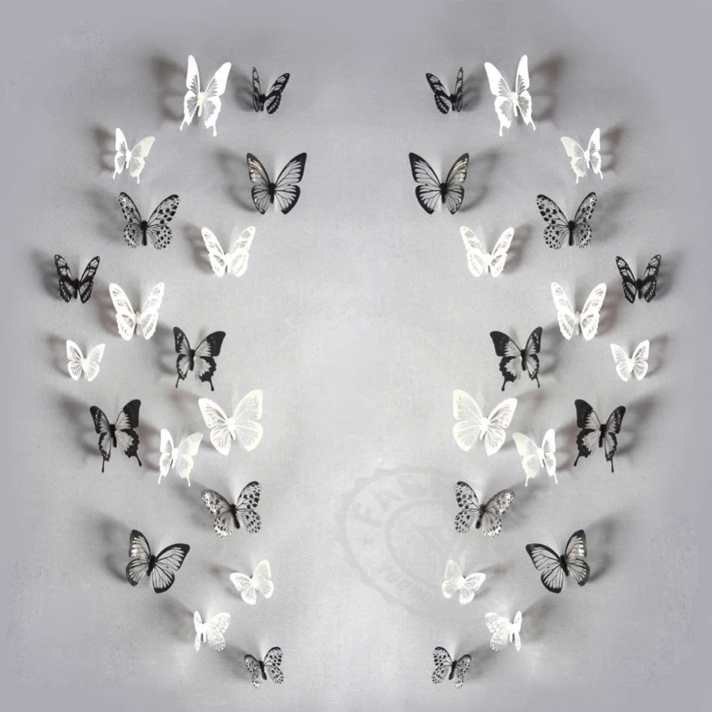 18 шт./лот креативные 3d наклейки в виде бабочки Съемный Настенный декор из ПВХ