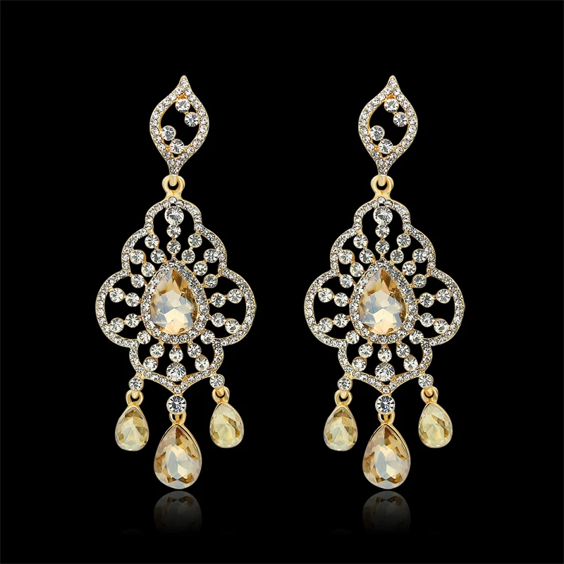 Мода Большое Заявление Серьги Для Женщин Роскошные Rhinestone Цветок Кисточкой