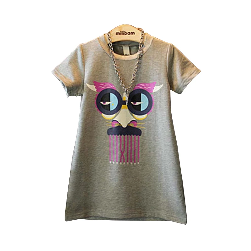 Baby Girls Summer Dress Clothes New Children's Fashion Leisure And Funny Cartoon Design In Long T-shirt Top Kids | Детская одежда и