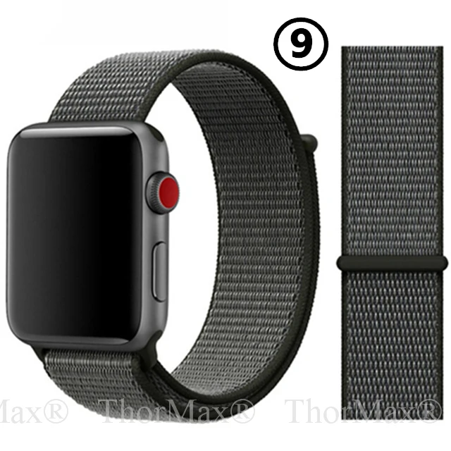 9-Dark Olive Нейлоновый спортивный сменный ремешок для Apple Watch 5/4 40 мм 44 мм Полосатый Мягкий дышащий ремешок для iwatch серии 5 4 3 38 мм 42 мм - Цвет ремешка: 9-Dark Olive