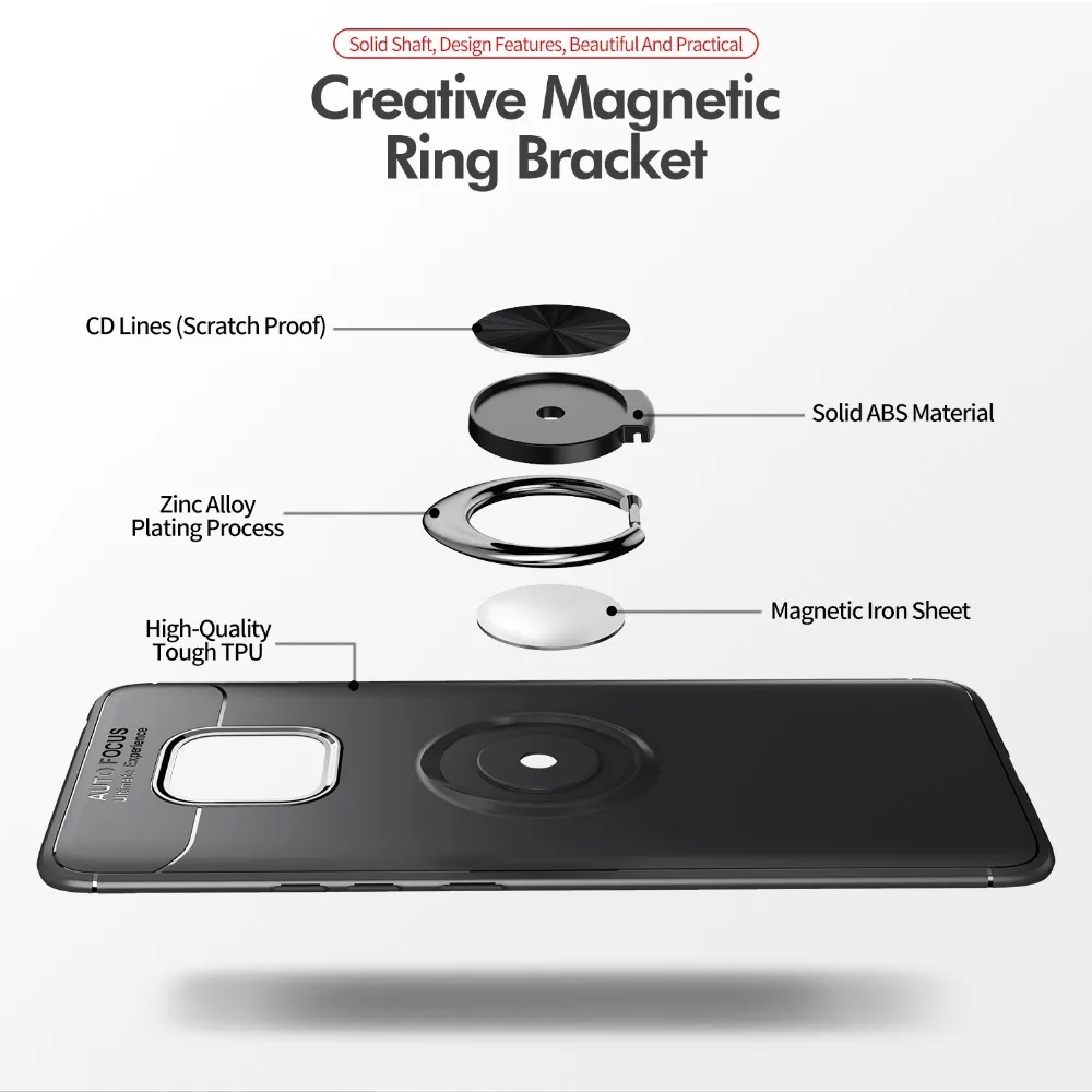 For Huawei mate20pro Luxury Ring Holder Soft TPU 360 protection Phone Case magnetic shockproof phone bracket case | Мобильные