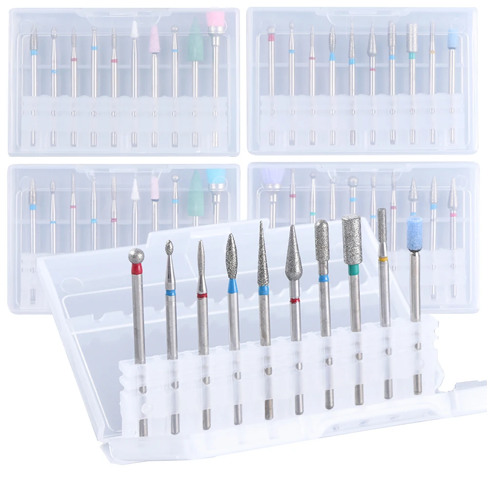 10 шт. набор алмазных сверл для ногтей фреза кутикулы роторное сверло чистая