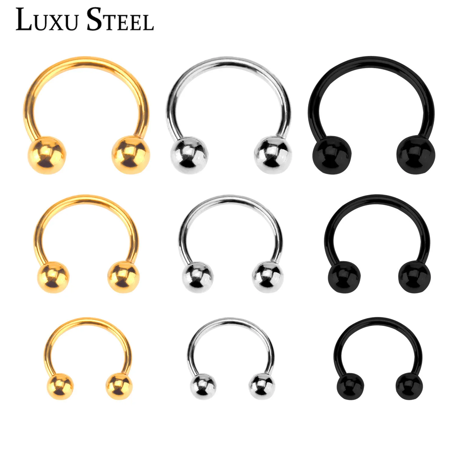 LUXUSTEEL 9 шт. Золотое и Серебряное хирургическое кольцо из нержавеющей стали с