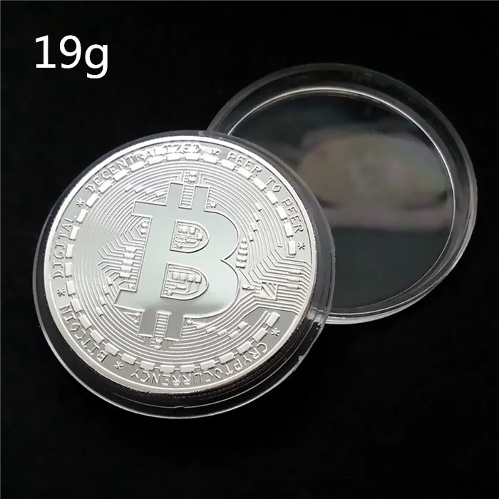 silver Позолоченный физический Биткоин Casascius Бит монета BTC чехол Подарок физический Металл антикварная имитация арт-коллекция монет BTC 1 шт - Цвет: silver