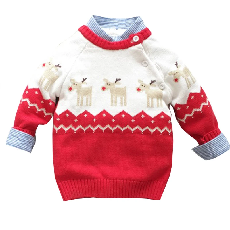Molanephy Baby Girls Boys Sweaters Casual Autumn Winter Christmas Style Fashion Cartoon O Neck Button Long Sleeves Kids Clothes | Детская