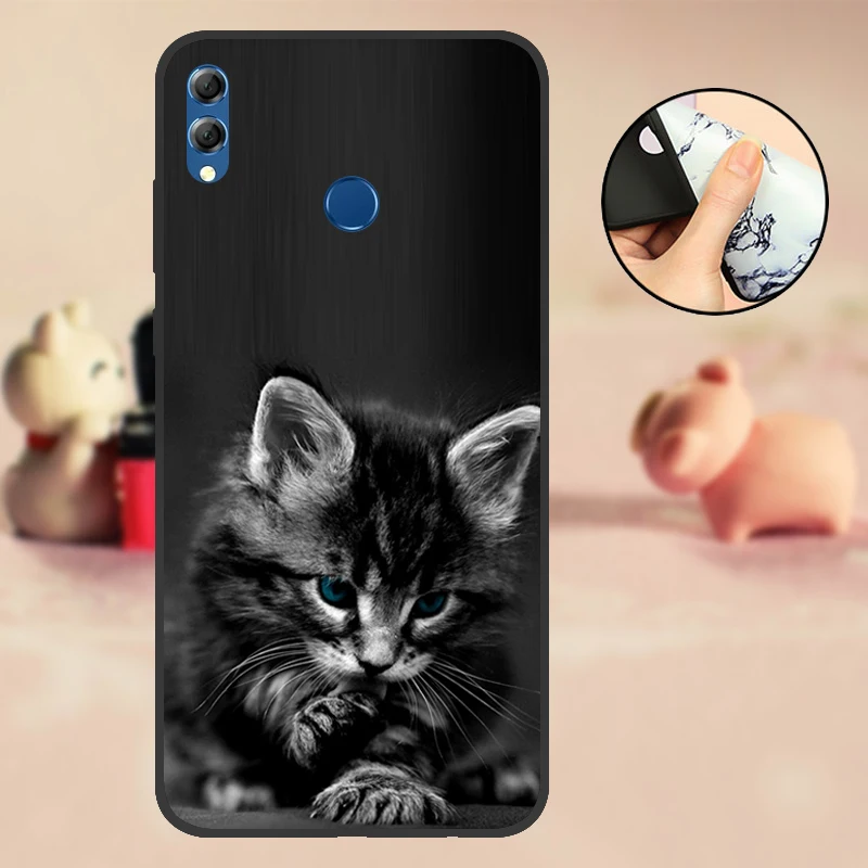 ATJMV Чехол для huawei Honor 8X черный мягкий Силиконовый ТПУ чехол из ТПУ чехол для huawei Honor 8X бампер с милым рисунком черный чехол - Цвет: ATJMV