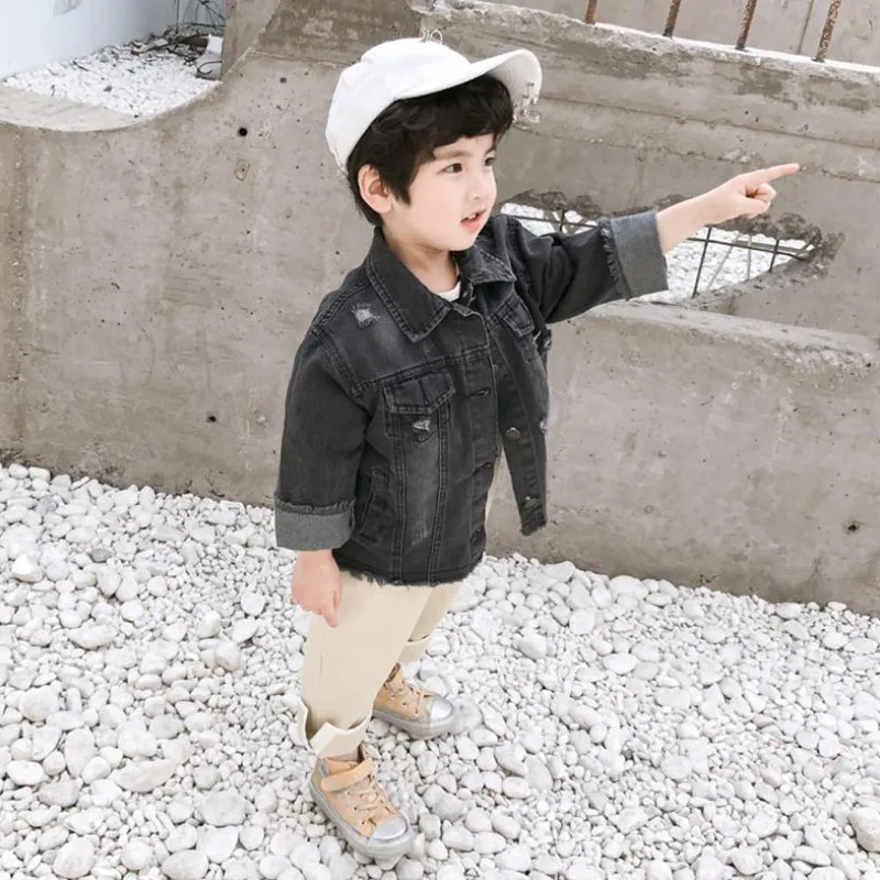 Новые детские джинсовые куртки пальто коллекция 2019 года весенние модные черные