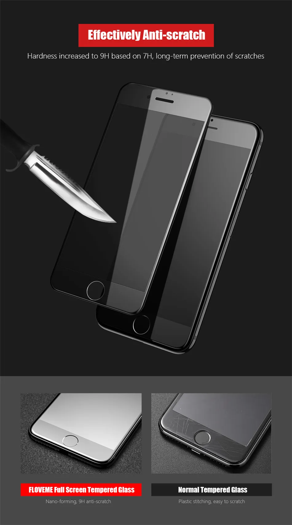 FLOVEME 9H закаленное стекло для iPhone 8 7 plus Защита экрана для iPhone 7 8 plus защитное стекло пленка Мягкий край Полное покрытие