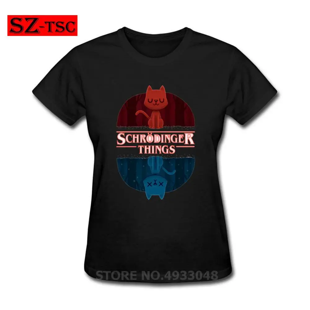Летняя новая модная женская футболка с новым рисунком Schrodinger Cat Things Stranger Things Печатные Топы с короткими рукавами крутые футболки - Цвет: 10