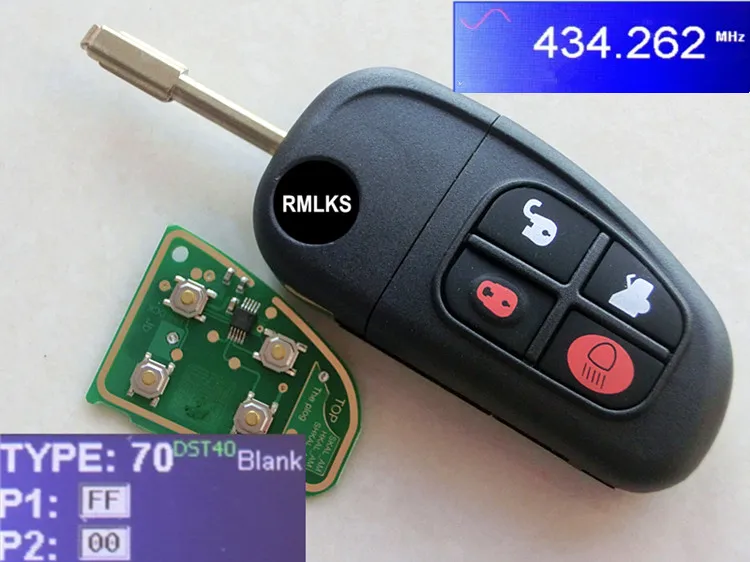 

RMLKS дистанционный ключ fob 4 кнопки NHVWB1U241 434 МГц для Jaguar X-Type S-Type XJ XK Тип Автомобильный ключ