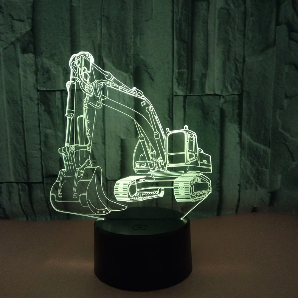 Экскаватор 3d лампа 7 цветов Пульт дистанционного управления 3d Светодиодная настольная лампа оригинальная 3d маленькие настольные лампы для гостиной