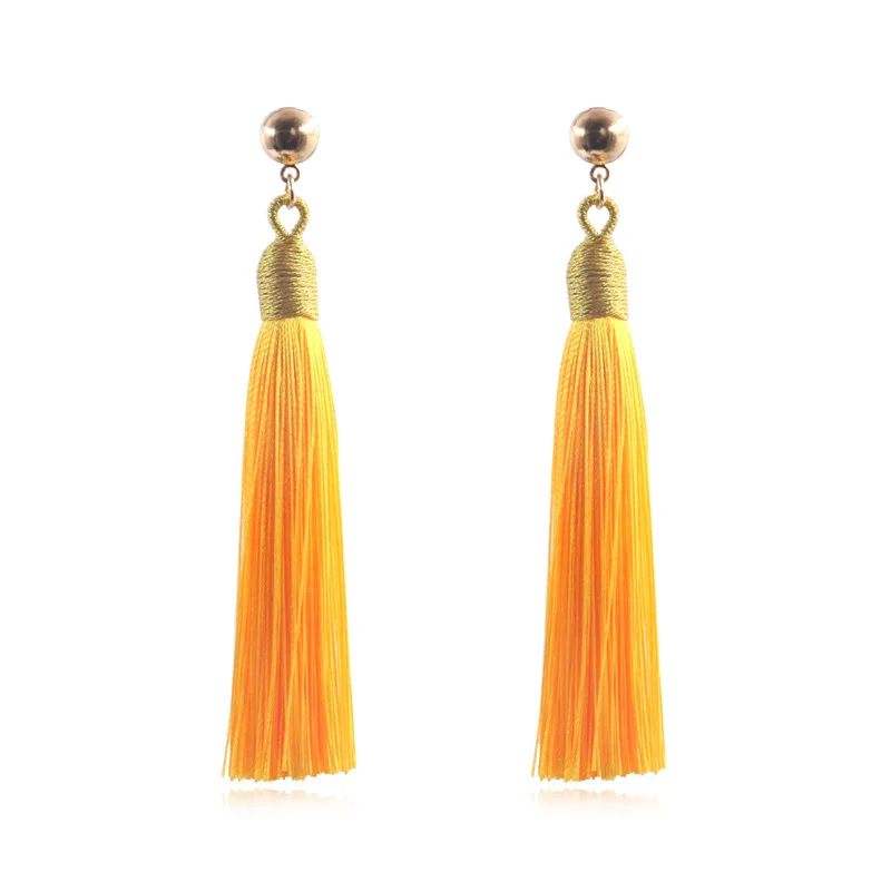 Yellow color YGLCJ Новые популярные богемные женские длинные серьги с кисточками европейские преувеличенные богемные Винтажные серьги с подвеской женские ювелирные изделия - Окраска металла: Yellow color