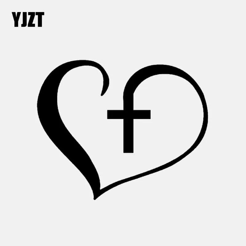 YJZT 12 см * 9 8 Виниловая наклейка с христианскими крестиками и сердцем