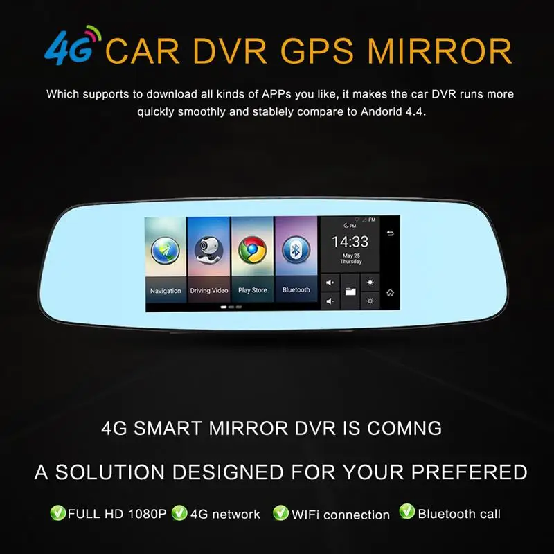 Зеркало-видеорегистратор Onever 4G Wi-Fi Android 5 1 GPS Bluetooth | Автомобили и мотоциклы