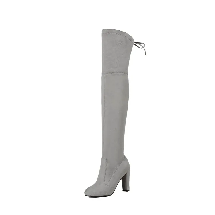 Женские ботфорты из искусственной замши на высоком каблуке|thigh high boots stretch|suede