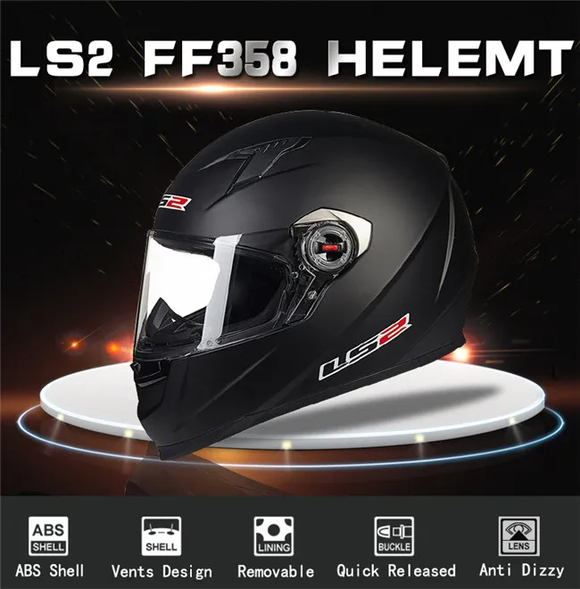 LS2 FF358 высокого качества Полный мотоциклетный шлем для гонок уличного спорта автомобиля мото rbike шлемы для мужчин Женский шлем Casco moto