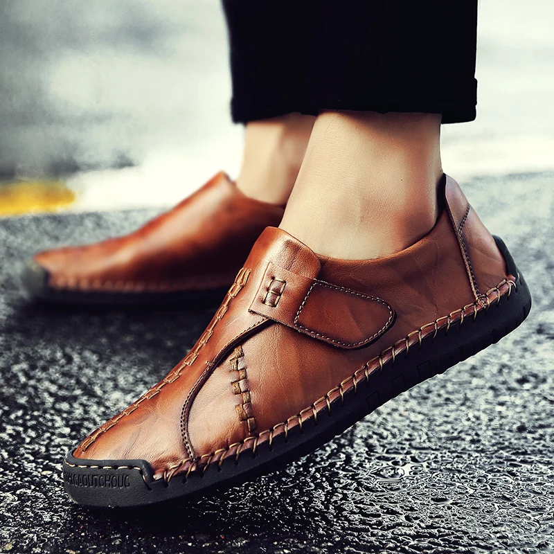 

Classic Men Casual Shoes Slip-On Leather Loafers Shoes Handmade Mens Moccasins Shoes Italian Designer Style Shoe Size 38-47