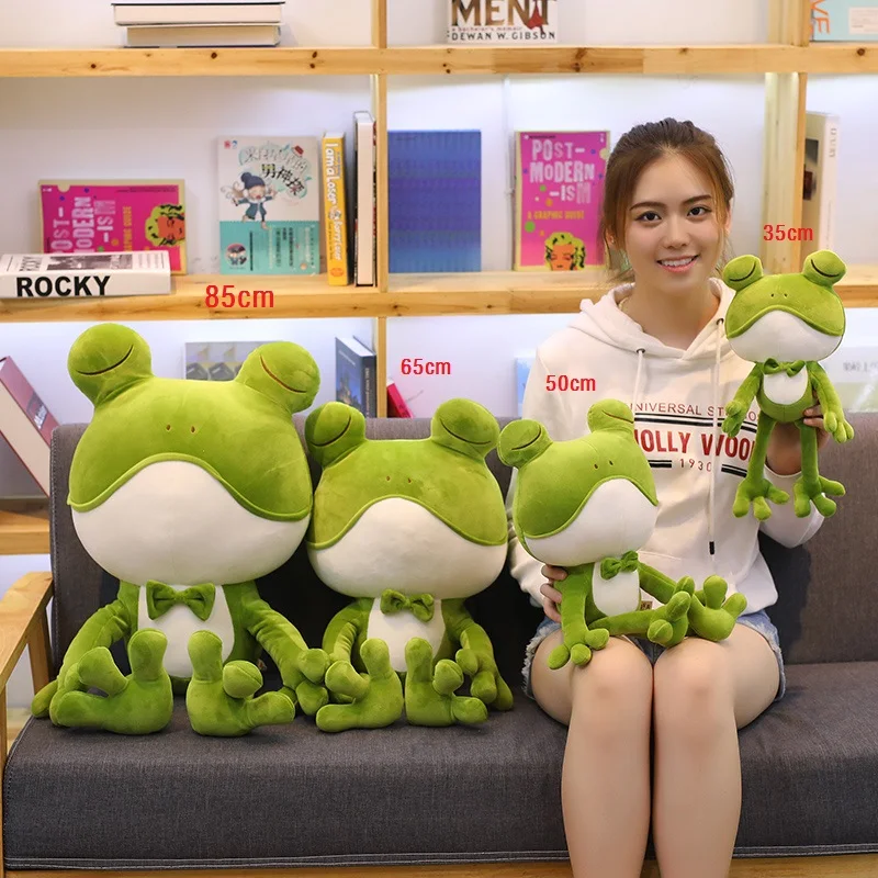 New Year Present Big Eyes Tie Frog Plush Toy Animal Doll Comfort Pillow 35cm 50cm 65cm 85cm 1pcs/pack