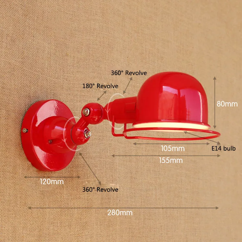 

Jielde Vintage Zinc Alloy Metal Bar Single Arm Industrial Lamp Loft Style Adjustable Wall Light