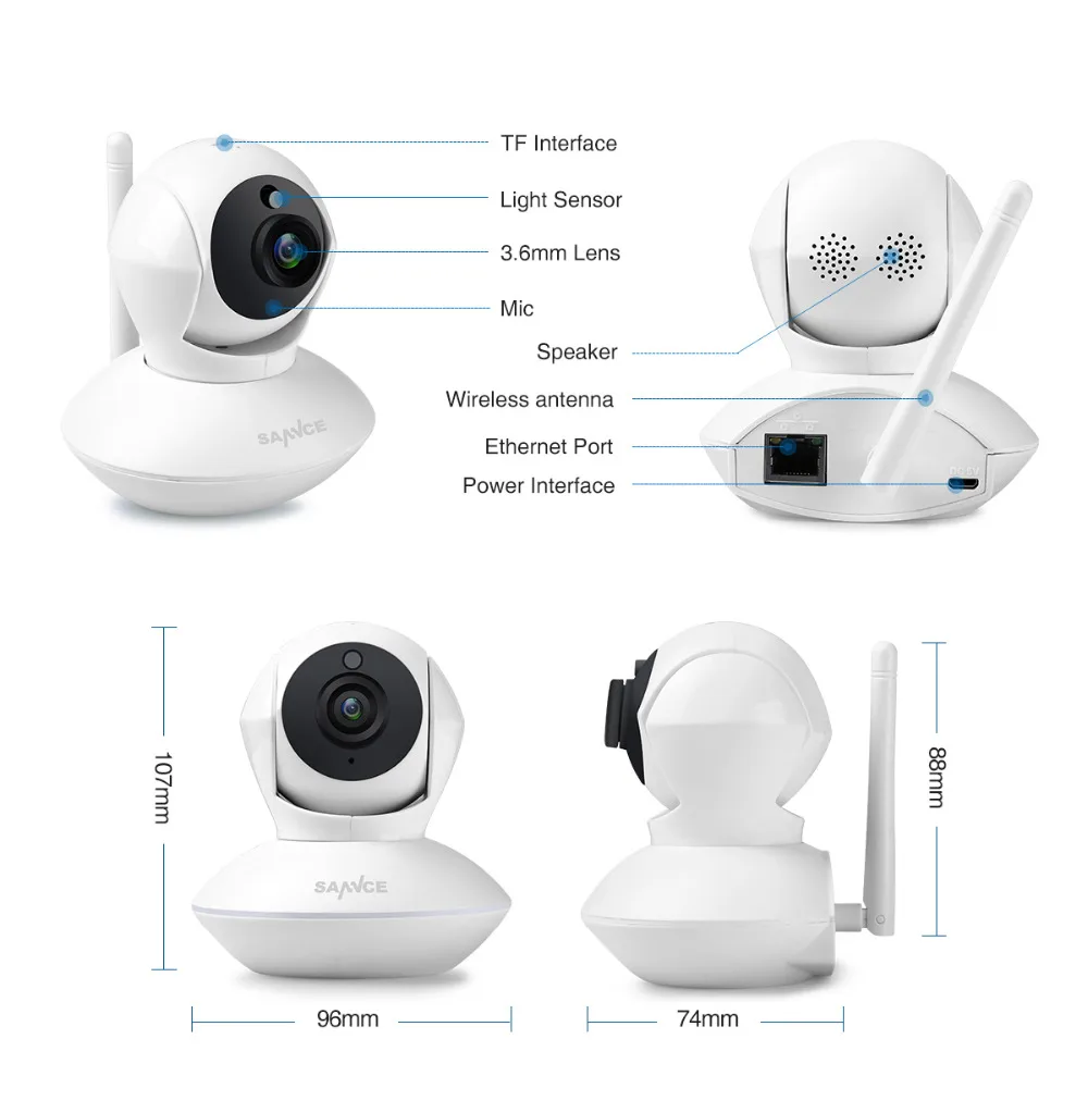 SANNCE Full HD 720P CCTV камера безопасности P2P ИК ночного видения 1.0MP беспроводная домашняя камера наблюдения сеть wifi детский монитор