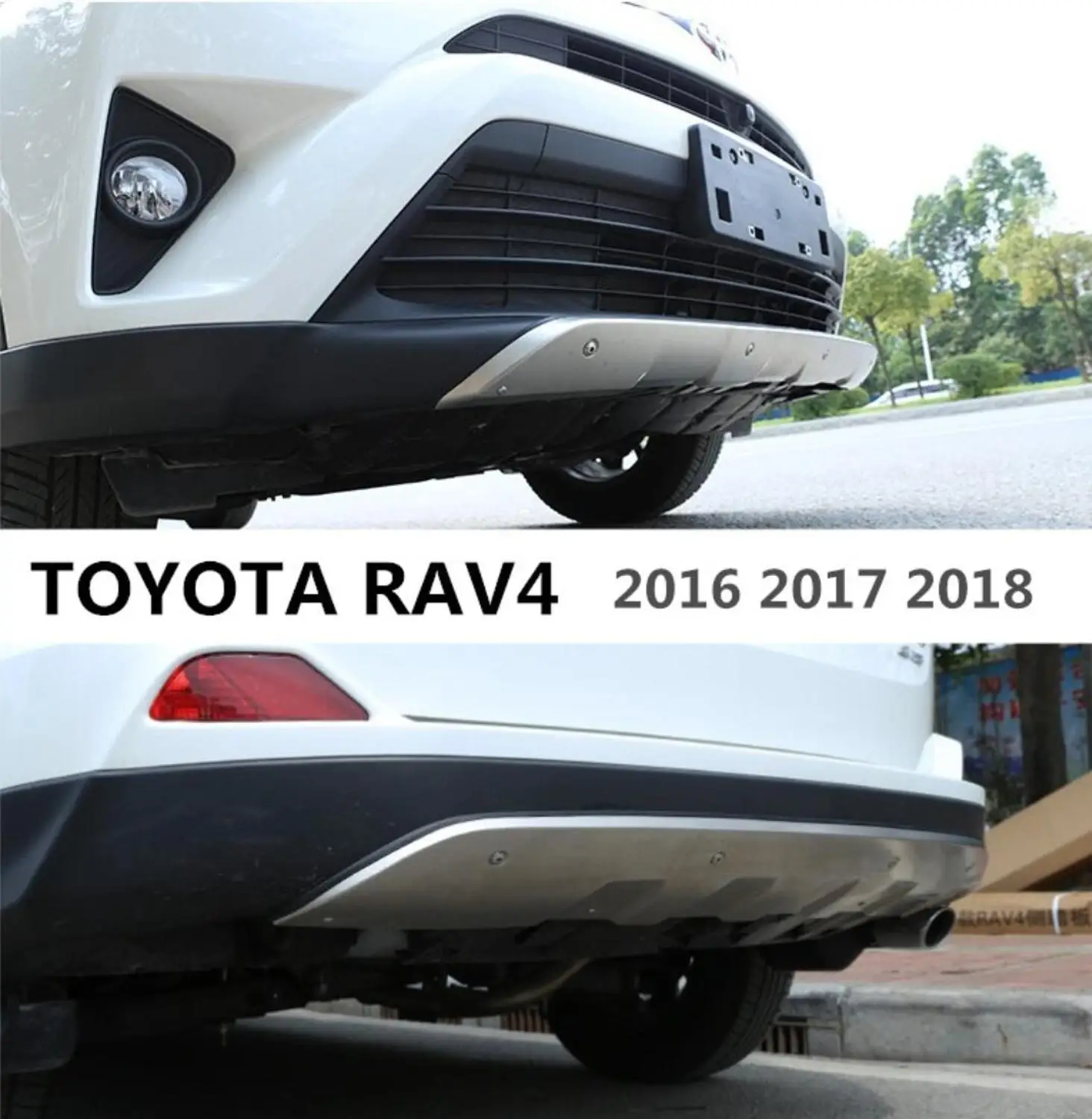 Передний + задний бампер для TOYOTA RAV4 2016 2017 2018 диффузор бамперы из нержавеющей стали