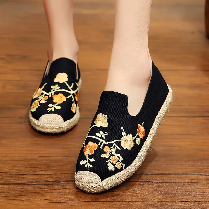 SONDR espadrilles/Женская Винтажная обувь с вышитыми цветами женские оксфорды на плоской