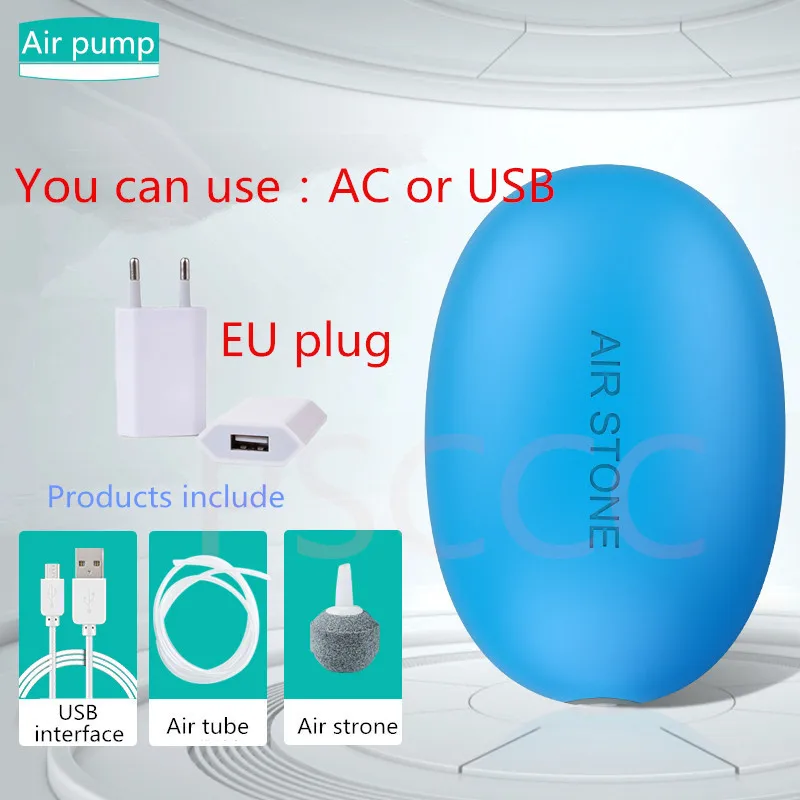 AC and USB blue Аквариумный насос, наружный литиевый аккумулятор, портативный кислородный аэратор с насосом, компрессор для декоративных рыб, воздушный компрессор 110 V-240 V/USB - Цвет: AC and USB blue