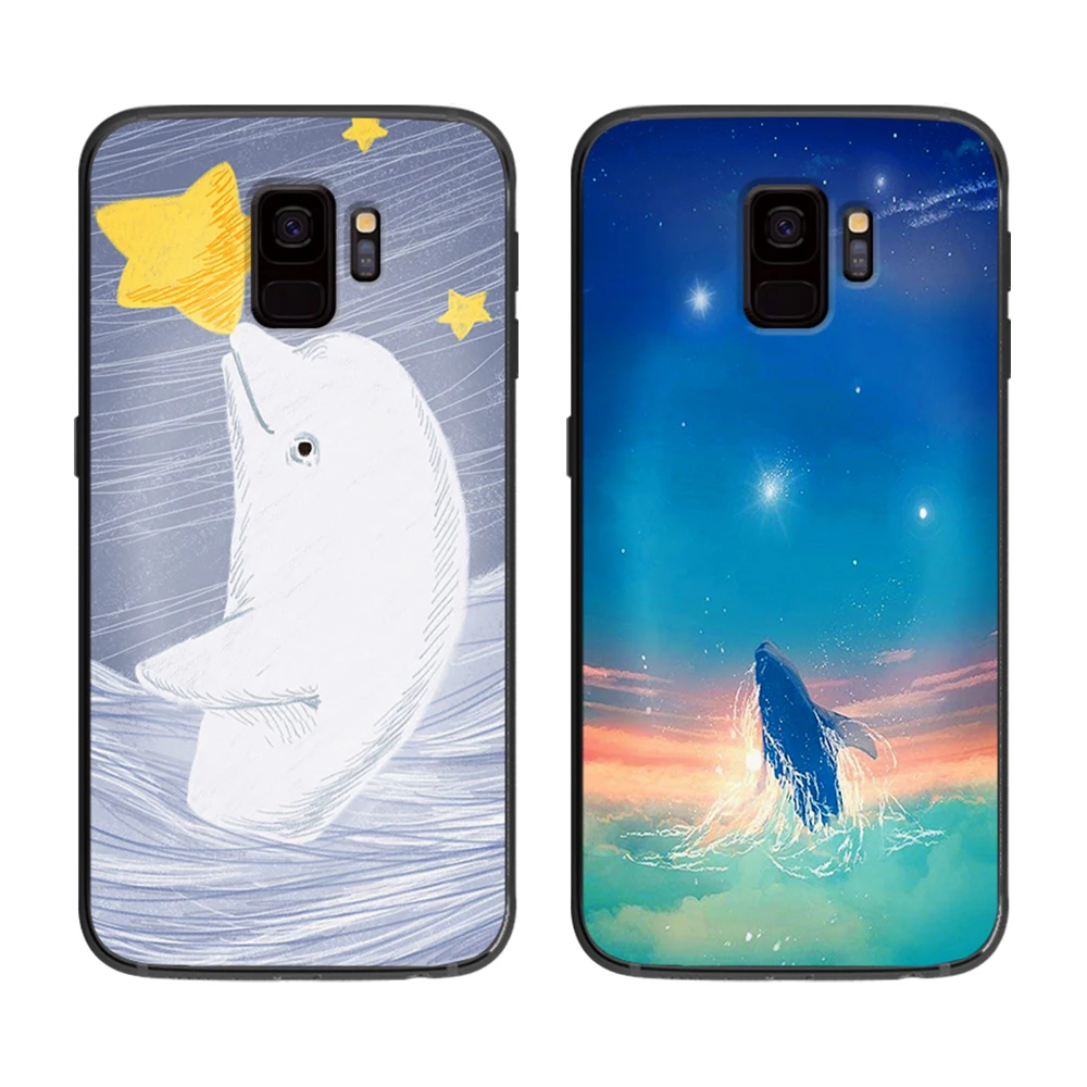 Мультяшные морские Киты и дельфинов а так же для samsung Galaxy A5 A6 A7 A8 A9 2018 2019 плюс M10 M20 M30
