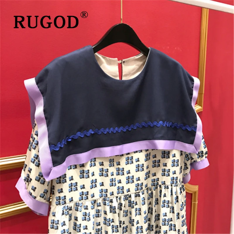 Женское винтажное платье RUGOD элегантное шифоновое с короткими рукавами и принтом