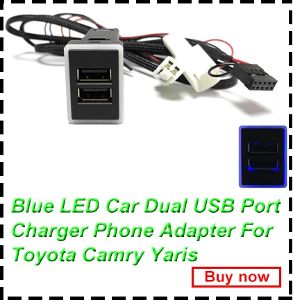 Зеленый светодиодный адаптер с двумя usb-портами для быстрой зарядки для Toyota Corolla Camry Yaris Highlander Vios Prado RAV4