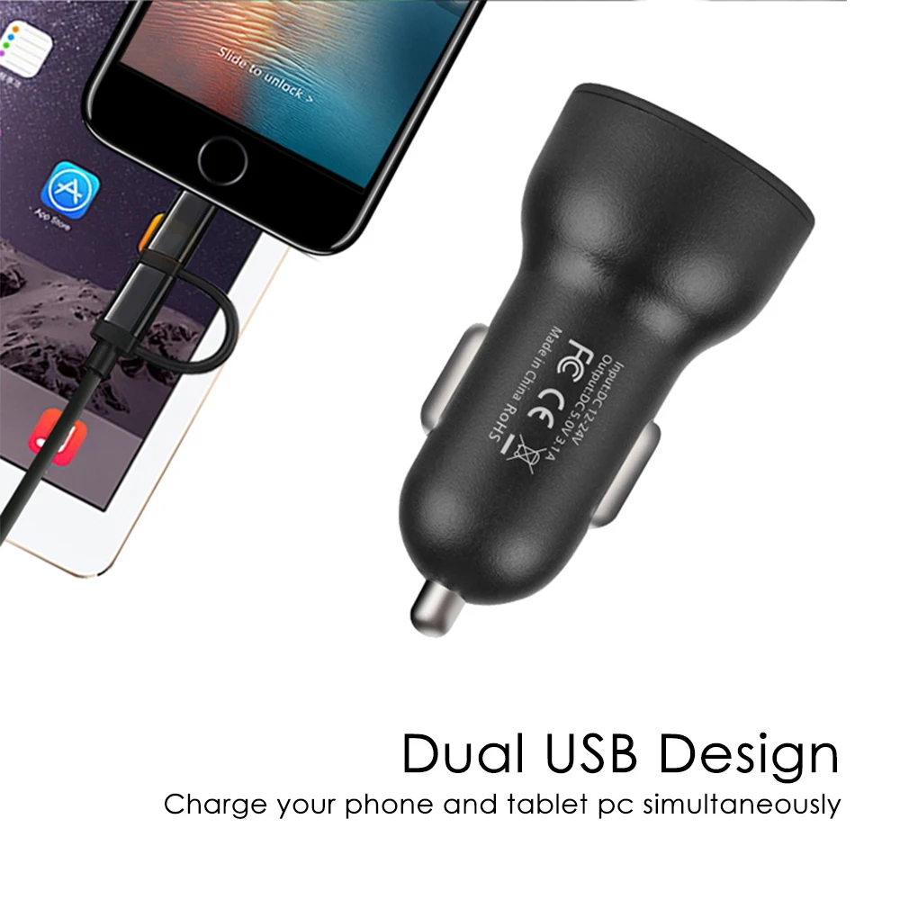 Автомобильное зарядное устройство SOONHUA с двойным USB портом 5 В 3 1 А | Электроника