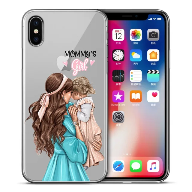 Мода для девочек супер мама ребенок папа чехол телефона iPhone XS Max XR X 7 6s 8 Plus 5S SE