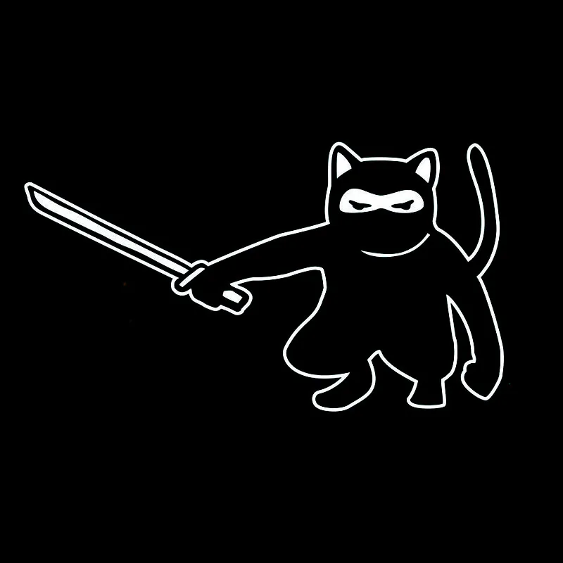 13 8 см * 7 мультфильм милый кот ниндзя меч катана Наклейка Виниловая пленка для