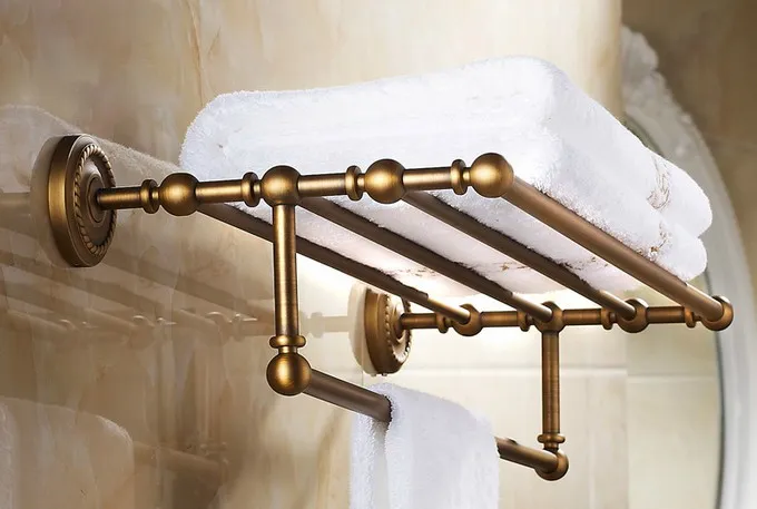 Wall Mounted Vintage Retro Antique Brass Bathroom Large Towel Rail Bar Holder Shelf Accessory mba087 | Обустройство дома