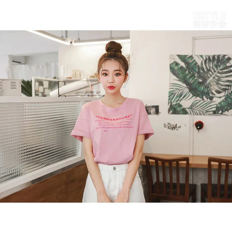 Women's summer T-shirt Summer 2019 style loose cotton O-neck coat pullover With short sleeves plus-size The letter | Женская одежда