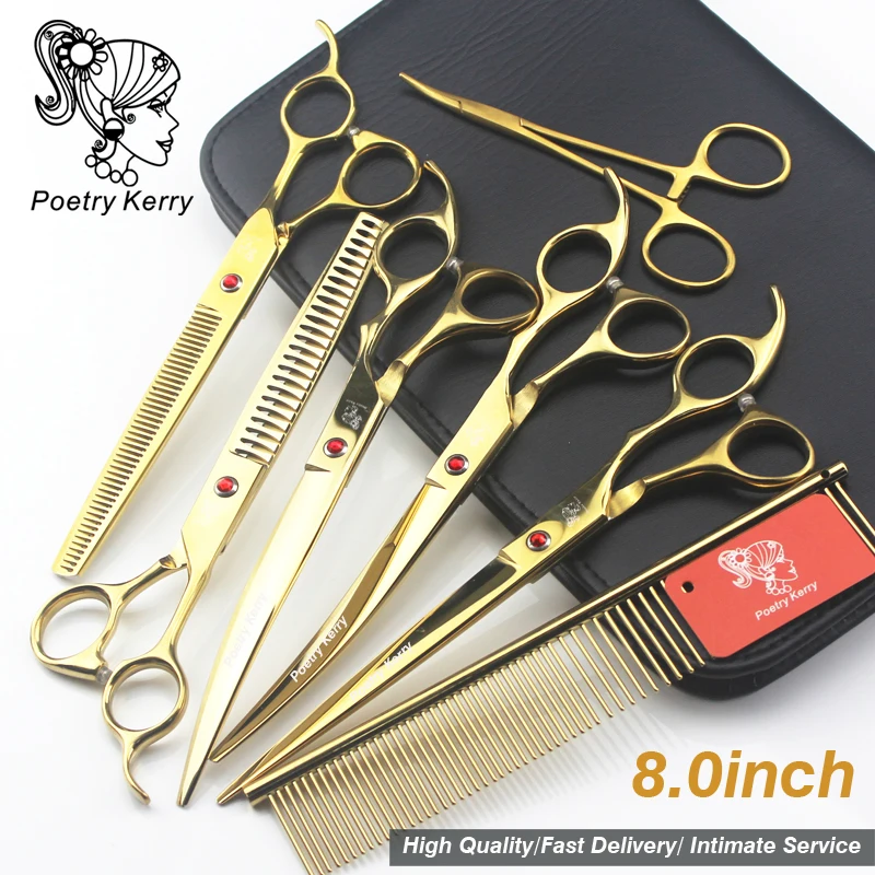 

8 inch pet grooming kit hairdressing dog Scissors Professional Shearing Tools Trimming Straight Shear Bend Japan