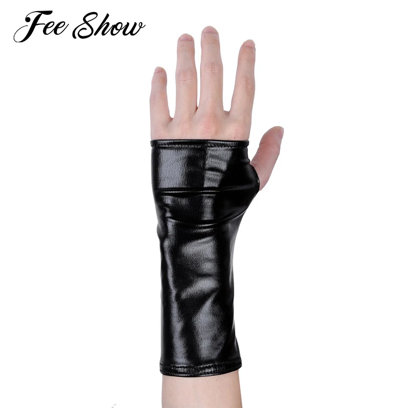 1 пара женские Мини перчатки из лакированной кожи без пальцев|gloves mittens|gloves halffashion
