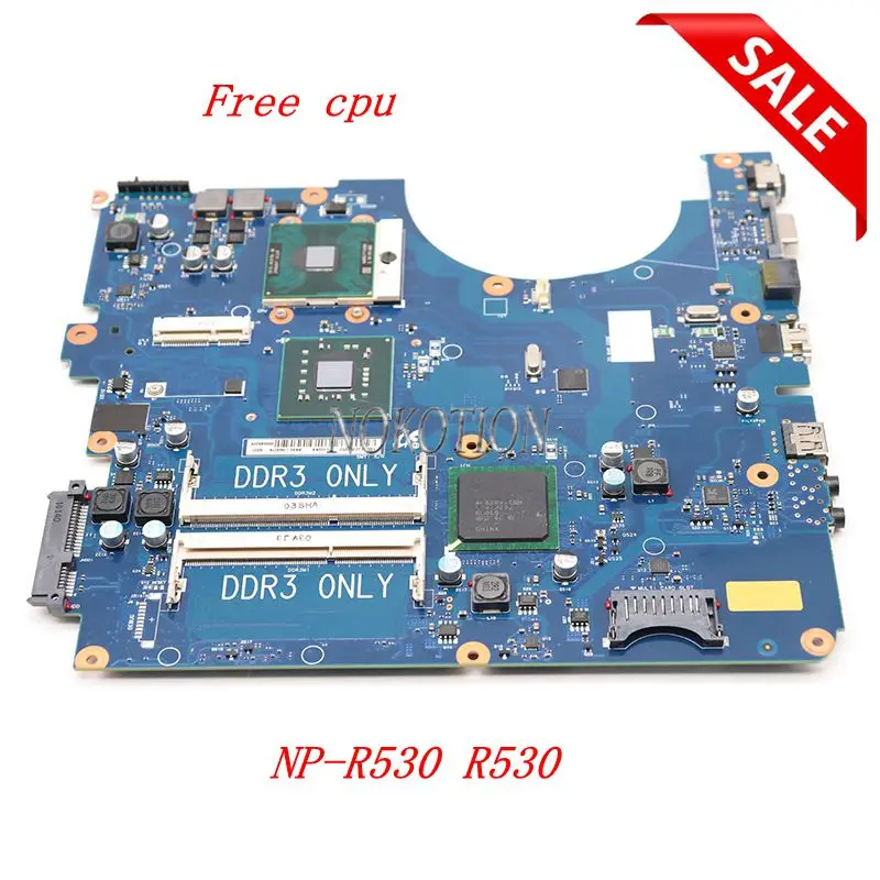 

NOKOTION для Samsung NP-R530 R530 R528, материнская плата для ноутбука DDR3, свободный процессор, BA92-06336A BA92-06336B BA41-01223A