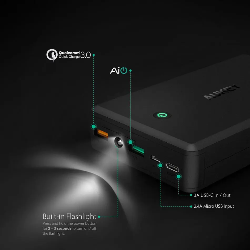 AUKEY 30000 мАч Мощность банк Портативный Зарядное устройство Quick Charge 3 0 Комплекты