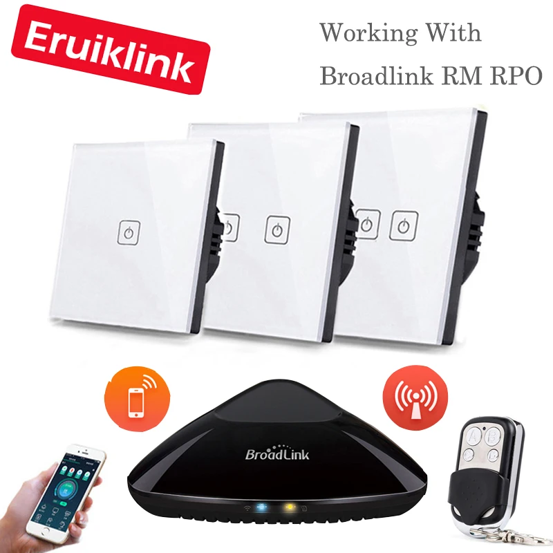 Eruiklink ЕС/Великобритания стандарт 1 2 3 банды RF433 пульт дистанционного управления настенный сенсорный выключатель, беспроводной пульт дистанционного управления светильник, переключатели умный дом